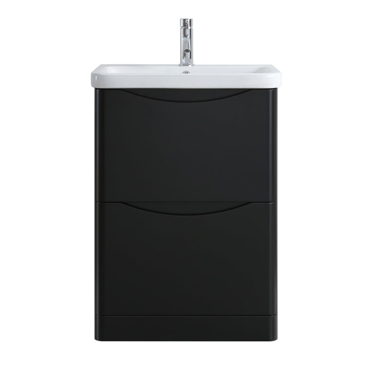 Athens 600mm Floorstanding Vanity Unit &amp; Basin - Matt Black
