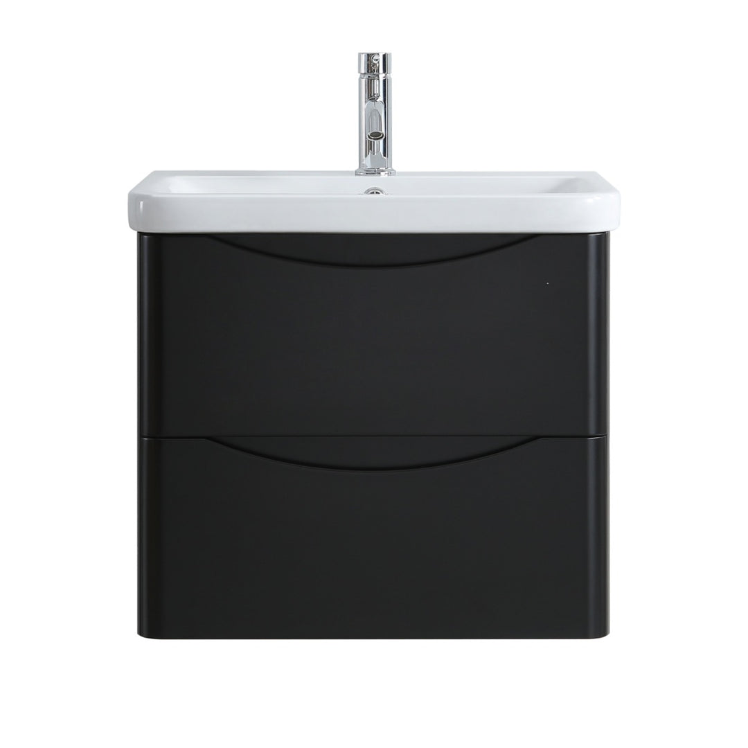 Athens 600mm Wall Hung Vanity Unit &amp; Basin - Matt Black
