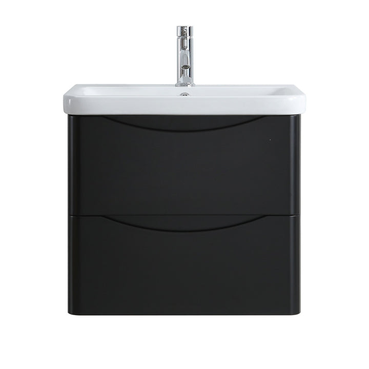 Athens 600mm Wall Hung Vanity Unit &amp; Basin - Matt Black