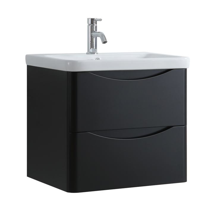 Athens 600mm Wall Hung Vanity Unit &amp; Basin - Matt Black