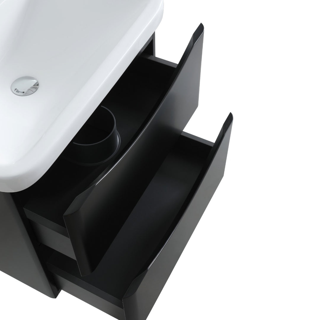 Athens 600mm Wall Hung Vanity Unit &amp; Basin - Matt Black