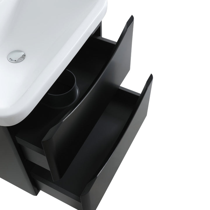Athens 600mm Wall Hung Vanity Unit &amp; Basin - Matt Black