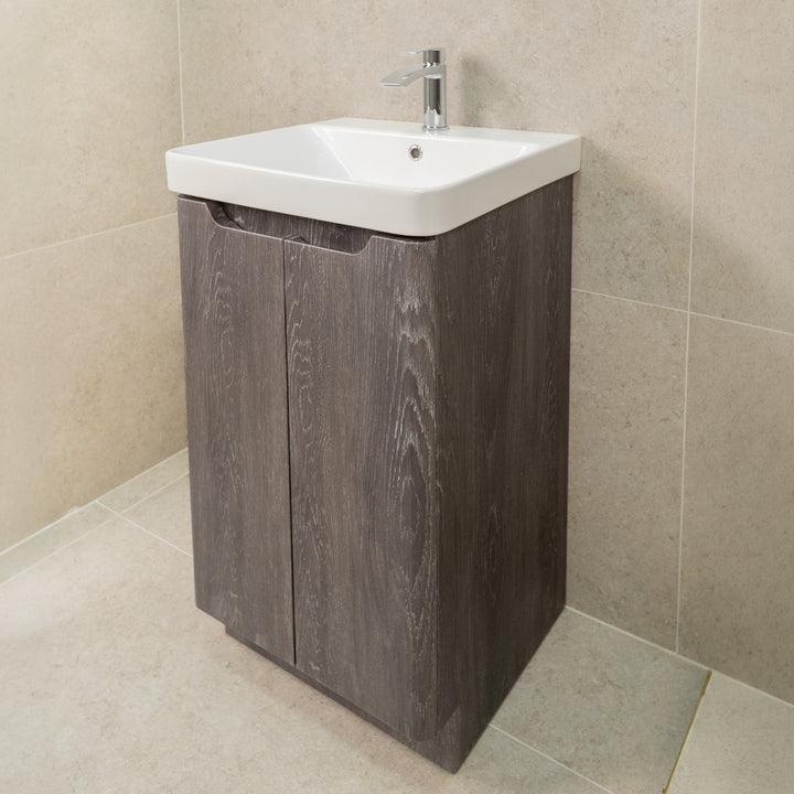 Camden 500mm 2 Door  Floor Standing Vanity Unit and Basin - Graphite Oak