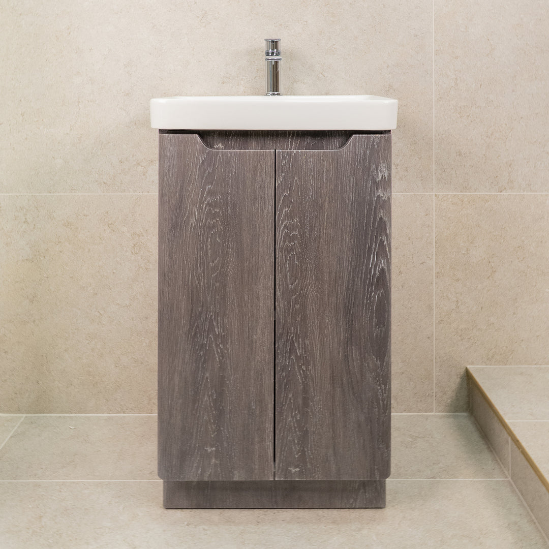 Camden 500mm 2 Door  Floor Standing Vanity Unit and Basin - Graphite Oak