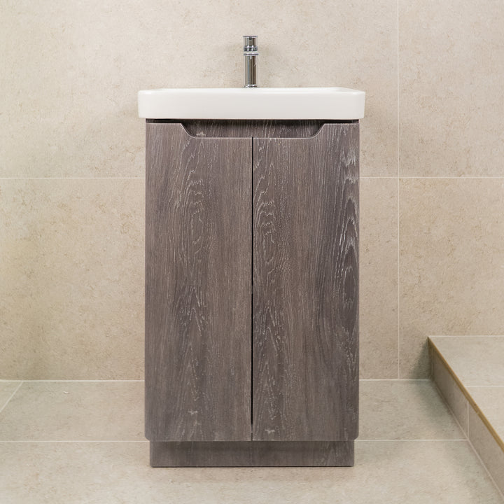 Camden 500mm 2 Door  Floor Standing Vanity Unit and Basin - Graphite Oak