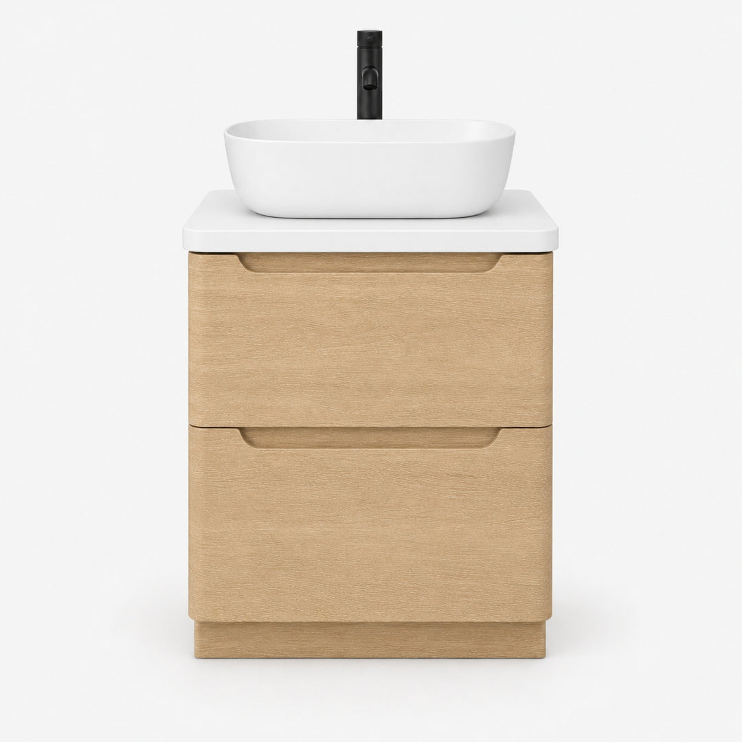 Camden 600mm Floor Standing Vanity Unit &amp; Worktop - Bardolino Oak