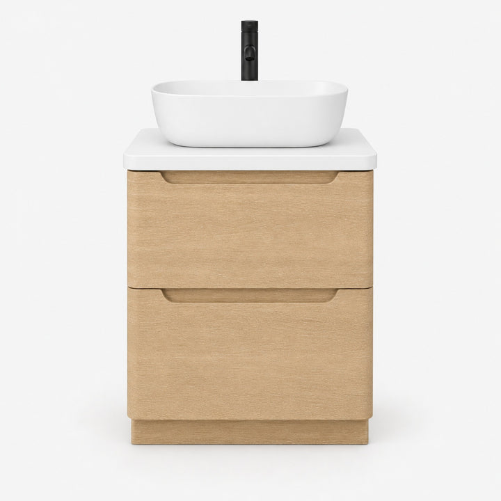 Camden 600mm Floor Standing Vanity Unit &amp; Worktop - Bardolino Oak