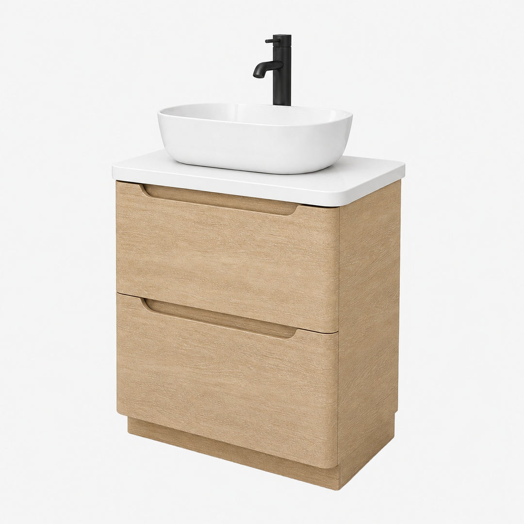 Camden 600mm Floor Standing Vanity Unit &amp; Worktop - Bardolino Oak