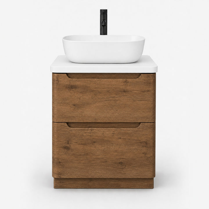 Camden 600mm Floor Standing Vanity Unit &amp; Worktop - Chestnut