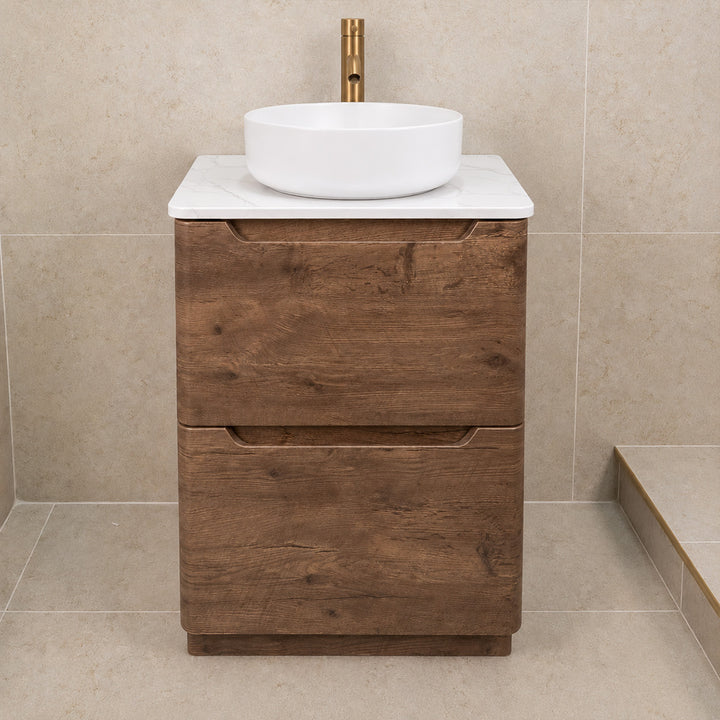 Camden 600mm Floor Standing Vanity Unit &amp; Worktop - Chestnut