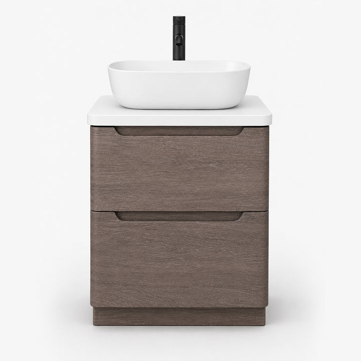 Camden 600mm Floor Standing Vanity Unit &amp; Worktop - Graphite Oak