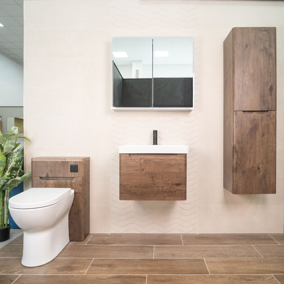 Camden 600mm 1 Drawer Wall Hung Vanity Unit and Basin - Chestnut