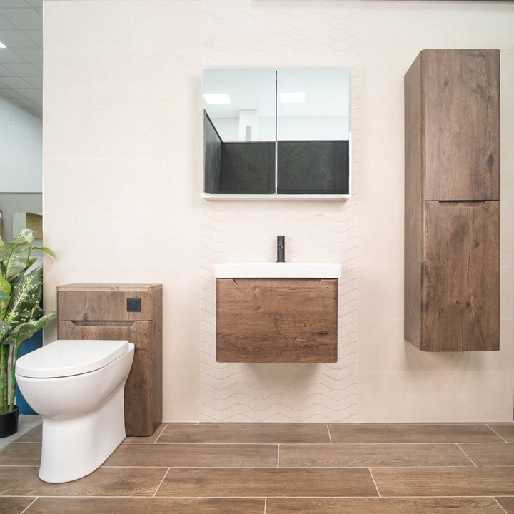 Camden 600mm 1 Drawer Wall Hung Vanity Unit and Basin - Chestnut