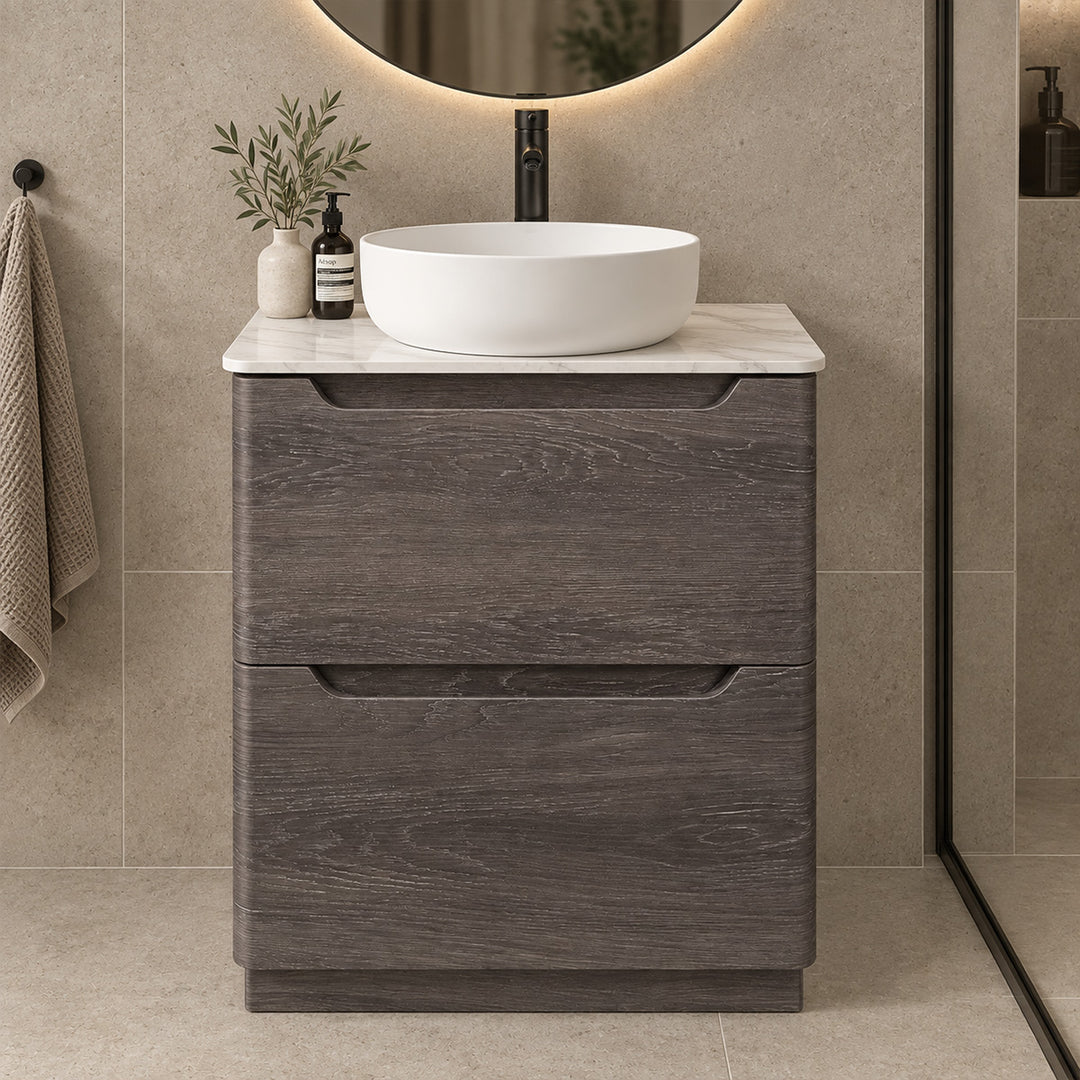 Floor standing vanity with marble worktop