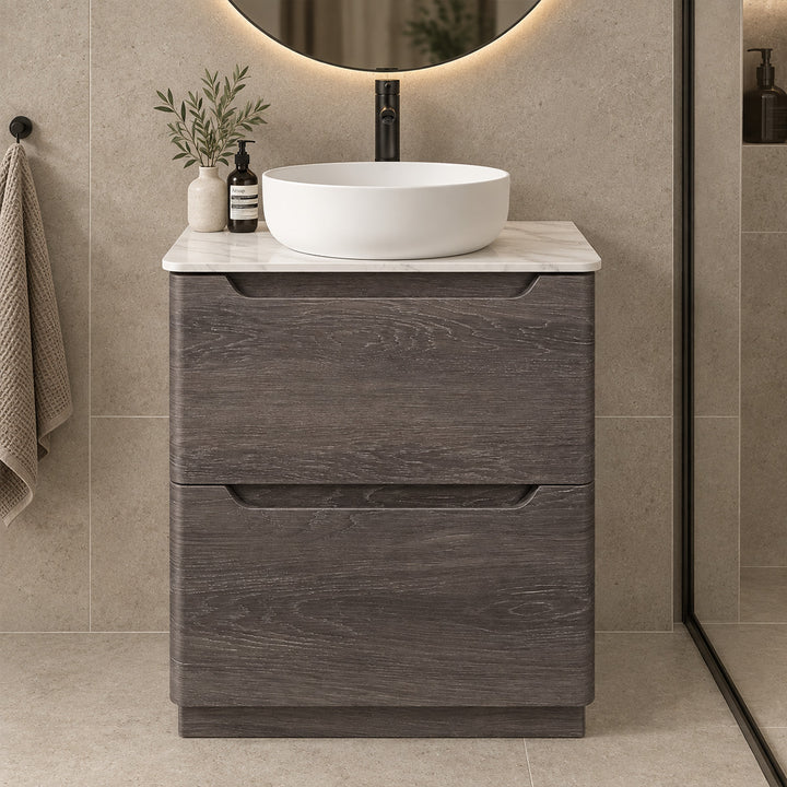 Floor standing vanity with marble worktop