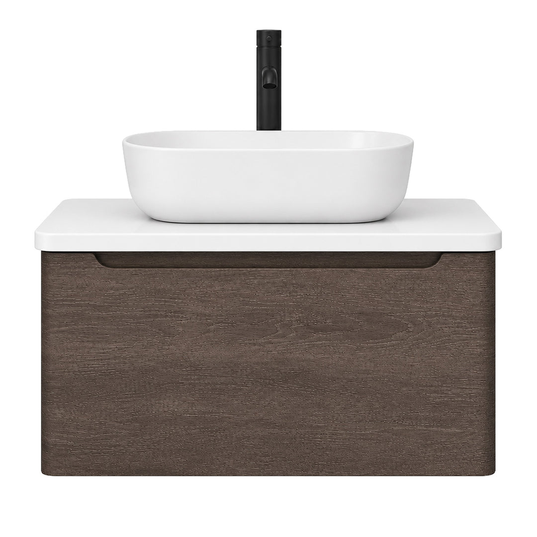 Camden 800mm Wall Hung Vanity Unit &amp; Worktop - Graphite Oak