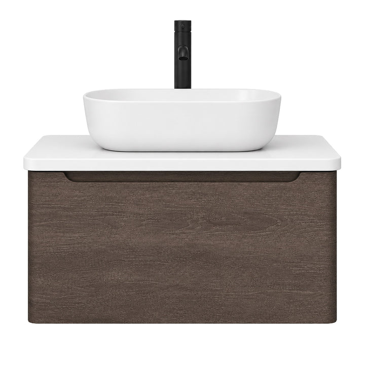 Camden 800mm Wall Hung Vanity Unit &amp; Worktop - Graphite Oak