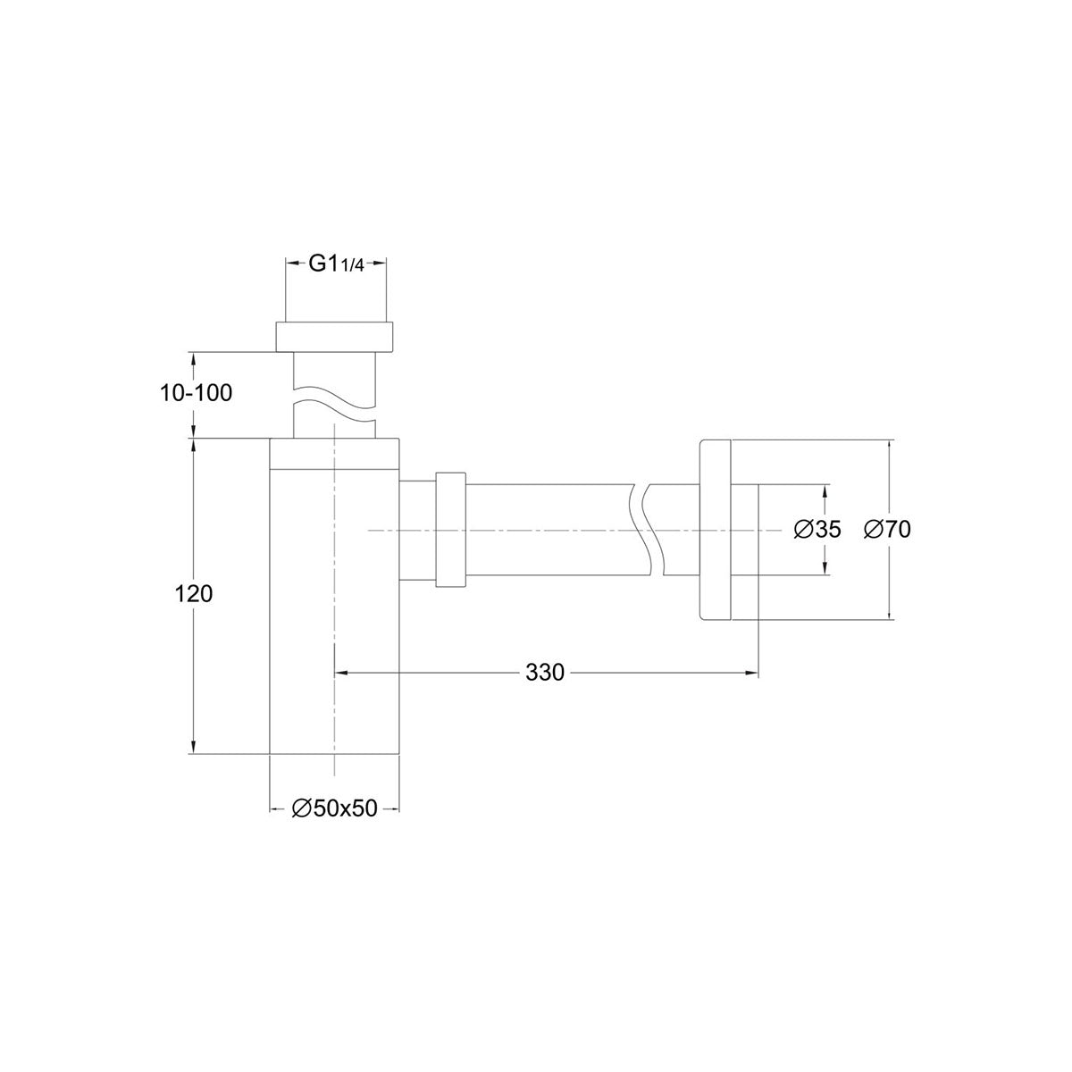 Eliseo Ricci Square Bottle Trap - Technical drawing
