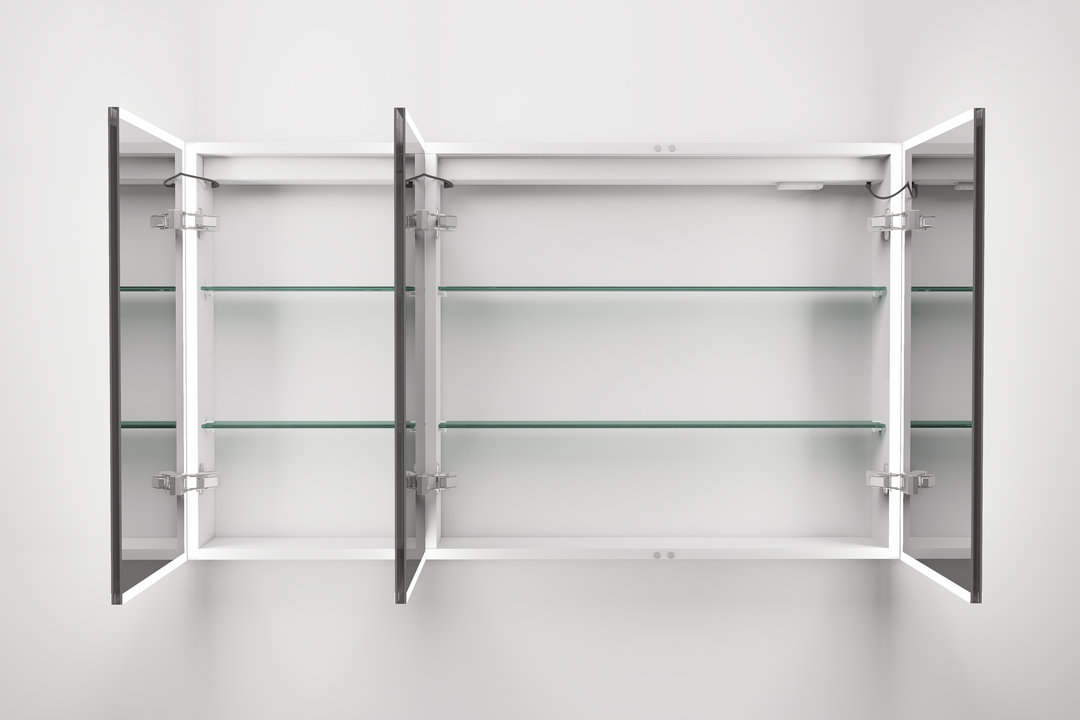 Bella LED Mirror Cabinet 1200 x 700mm Three Door Demister with Shaver and Bluetooth
