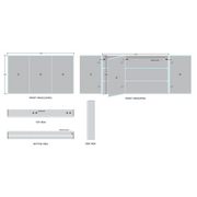 Bella LED Mirror Cabinet 1200 x 700mm Three Door Demister with Shaver and Bluetooth - Technical drawing