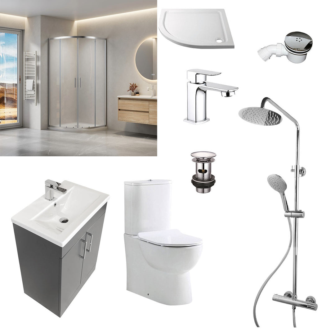 Austin Matt Anthracite Shower Room Deal - Chrome
