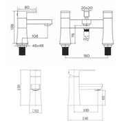 Bath Shower Mixer & Square Basin Mixer Tap Deal - Technical drawing
