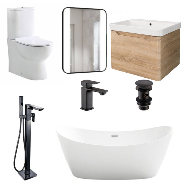 Taha Freestanding Bath Deal - Black