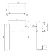 Camden 500mm WC Unit - Chestnut - Technical drawing