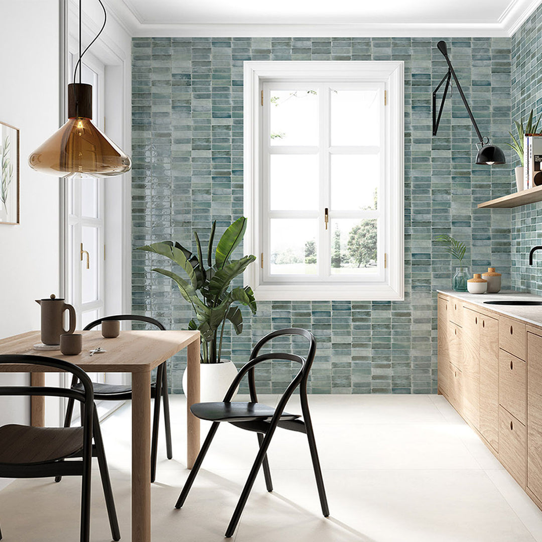 Tbrick Petroleum Gloss 5.2 x 16cm White Body Wall Tile - 0.42sqm perbox