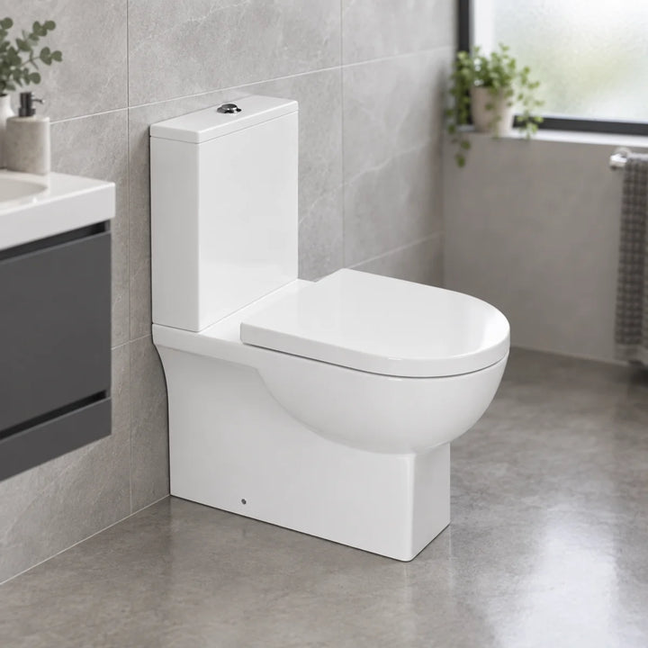 Enzo Close Coupled Fully Back to Wall Toilet Cyclone Flush &amp; Soft Close Seat