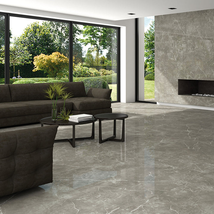 Puccini Gris polished 60x60 porcelain tile