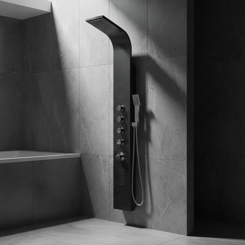Eliseo Ricci Monsoon Waterfall Shower Tower - Black Chrome