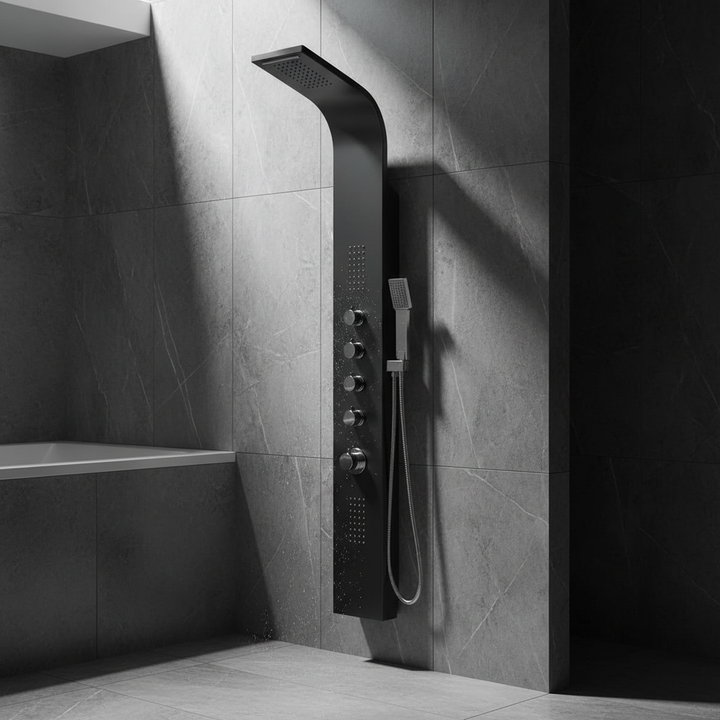 Eliseo Ricci Monsoon Waterfall Shower Tower - Black Chrome