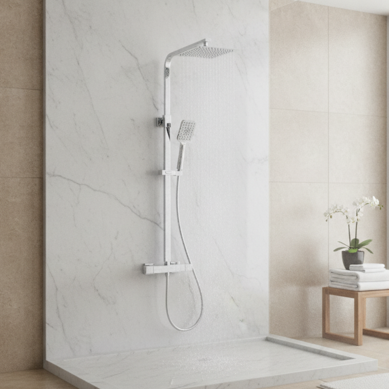 Eliseo Ricci Cube Plus Thermostatic Rain Shower with Diverter
