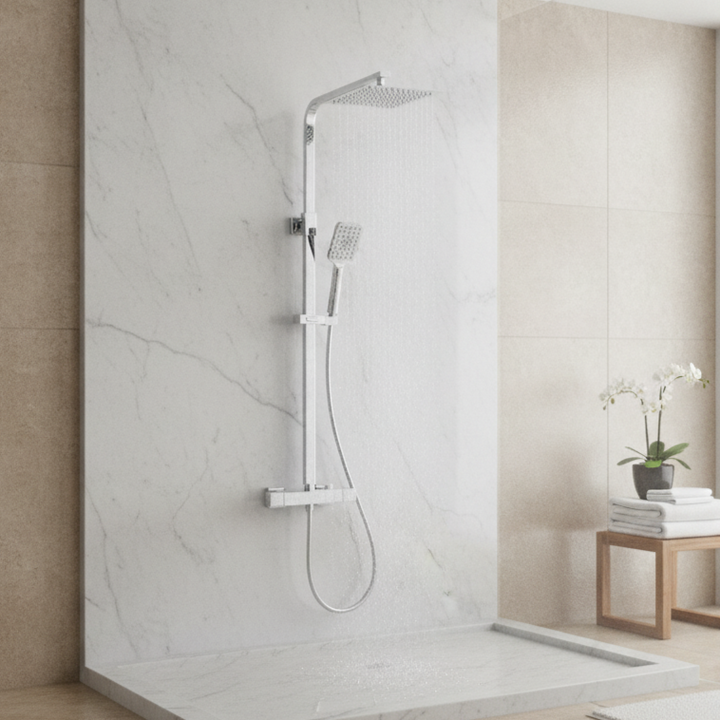 Eliseo Ricci Cube Plus Thermostatic Rain Shower with Diverter
