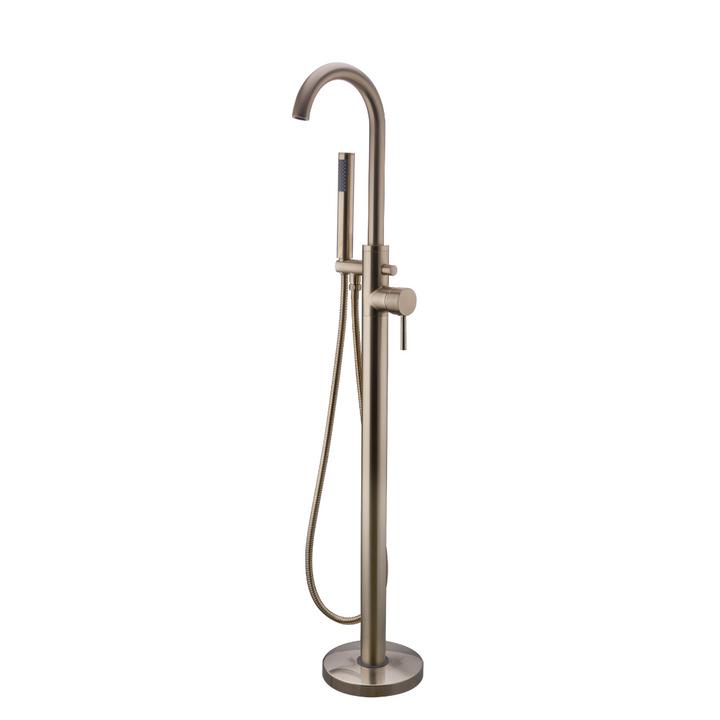 Eliseo Ricci Curve Floor Standing Bath Shower Mixer - Brushed Brass
