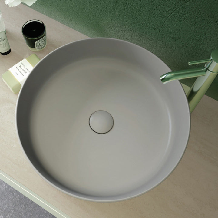 RAK Ceramics Feeling 420mm Round Countertop Basin - No Tap Hole - Matt Grey