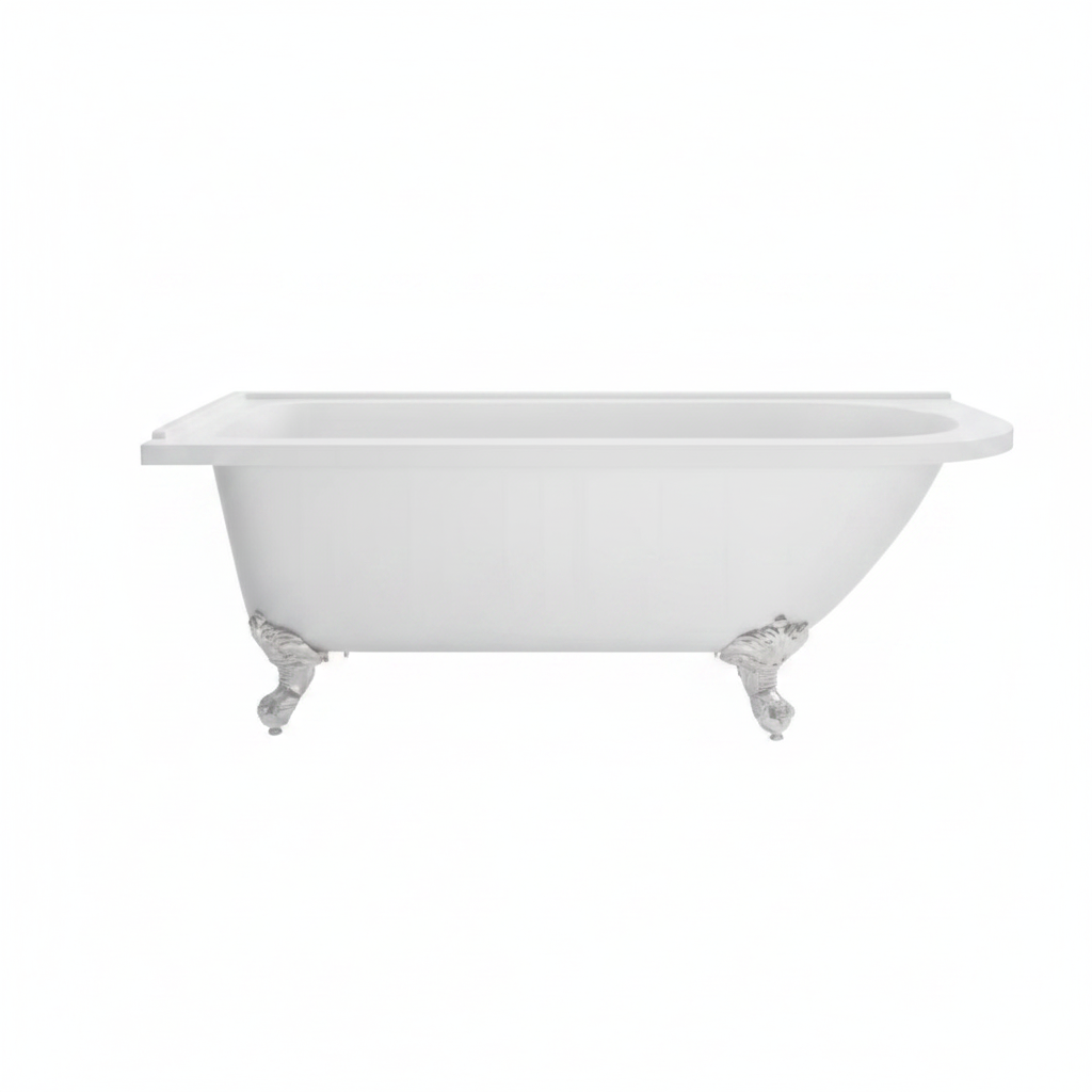 Traditional English Balmoral 1700mm double ended roll top bath with decorative chrome claw feet, featuring a classic freestanding design for period-style bathrooms.