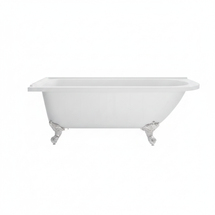 Traditional English Balmoral 1700mm double ended roll top bath with decorative chrome claw feet, featuring a classic freestanding design for period-style bathrooms.