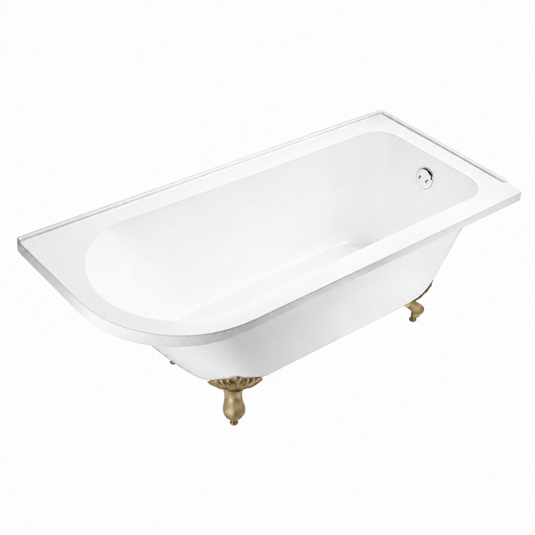 Balmoral 1700mm Freestanding Right Hand Shower Bath with Brushed Brass Claw &amp; Ball Feet