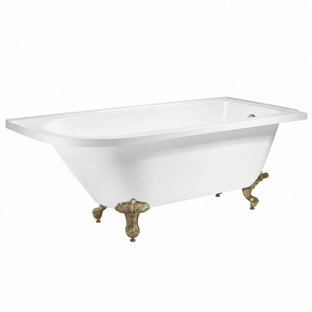 Balmoral 1700mm Freestanding Right Hand Shower Bath with Brushed Brass Claw &amp; Ball Feet