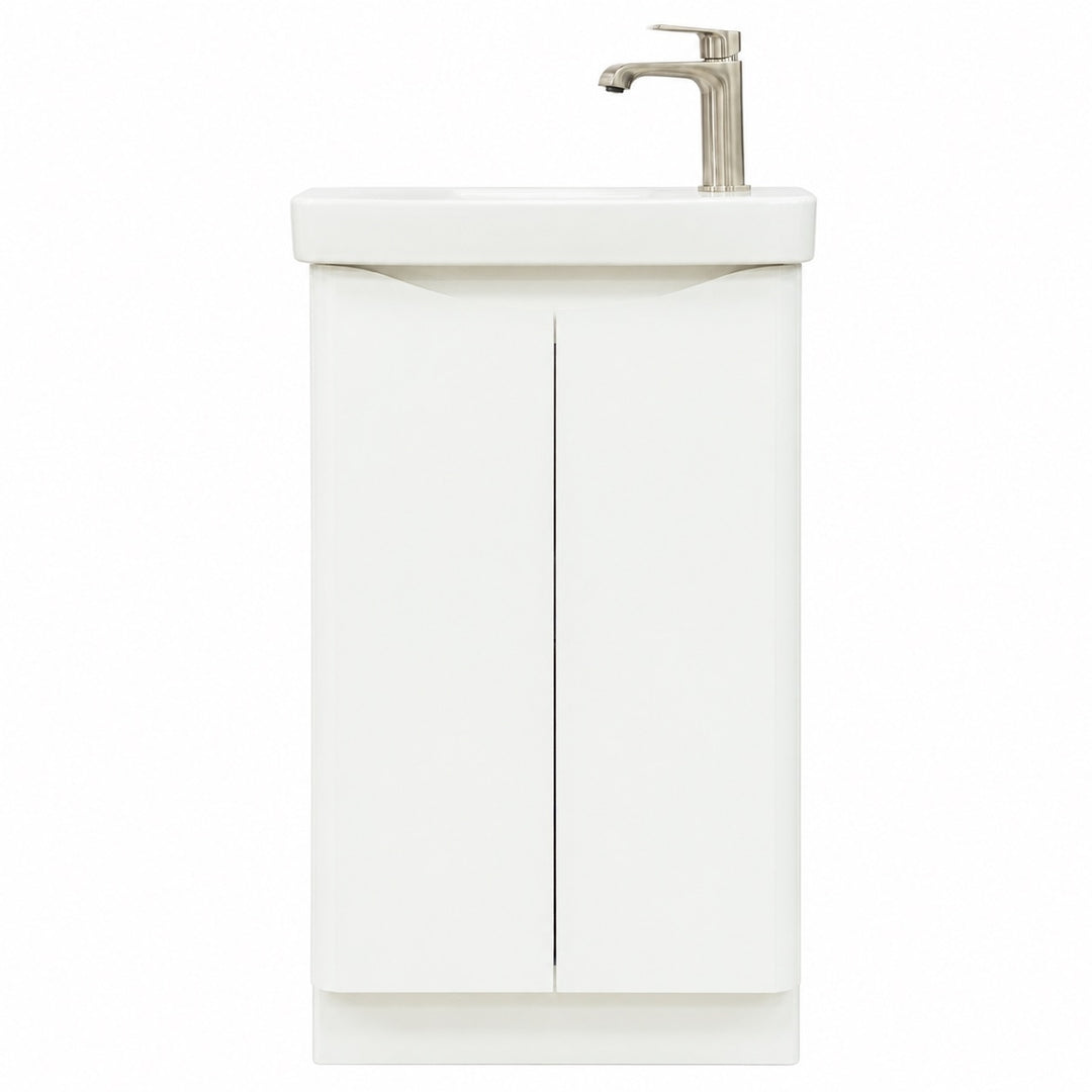 Happi 500mm 2 Door Floor Standing Cloakroom Vanity Unit - Matt White inc Basin