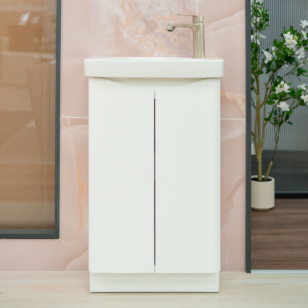 Happi 500mm 2 Door Floor Standing Cloakroom Vanity Unit - Matt White inc Basin