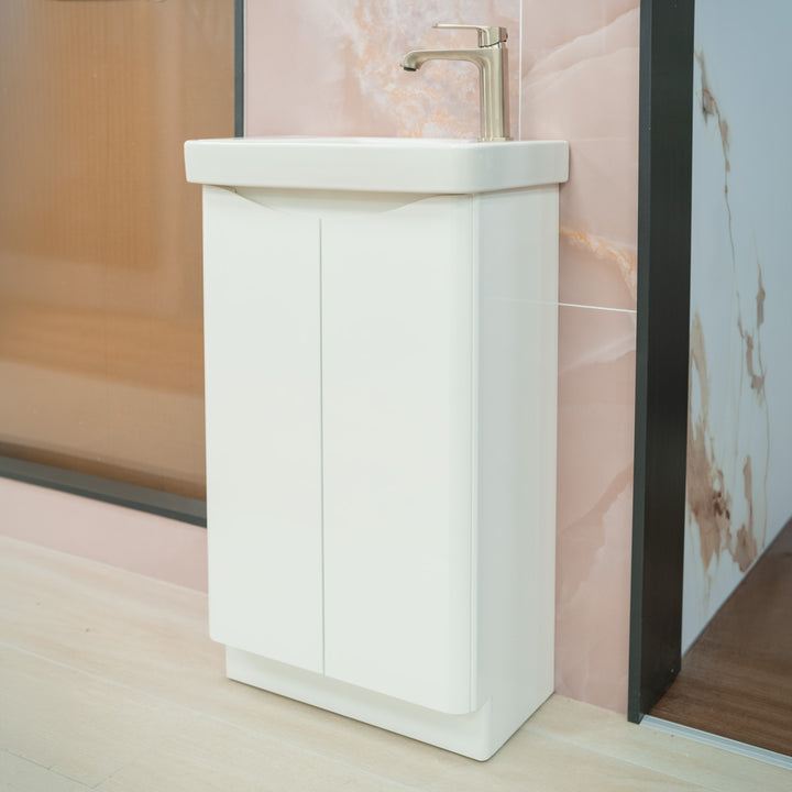 Happi 500mm 2 Door Floor Standing Cloakroom Vanity Unit - Matt White inc Basin