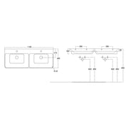 Happi 1200mm Double Basin - Technical drawing