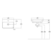 Happi 500mm Basin - Technical drawing