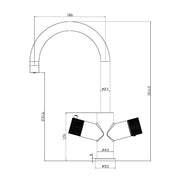 3 in 1 Boiling Water Tap Only - U Spout - Brass - Technical drawing