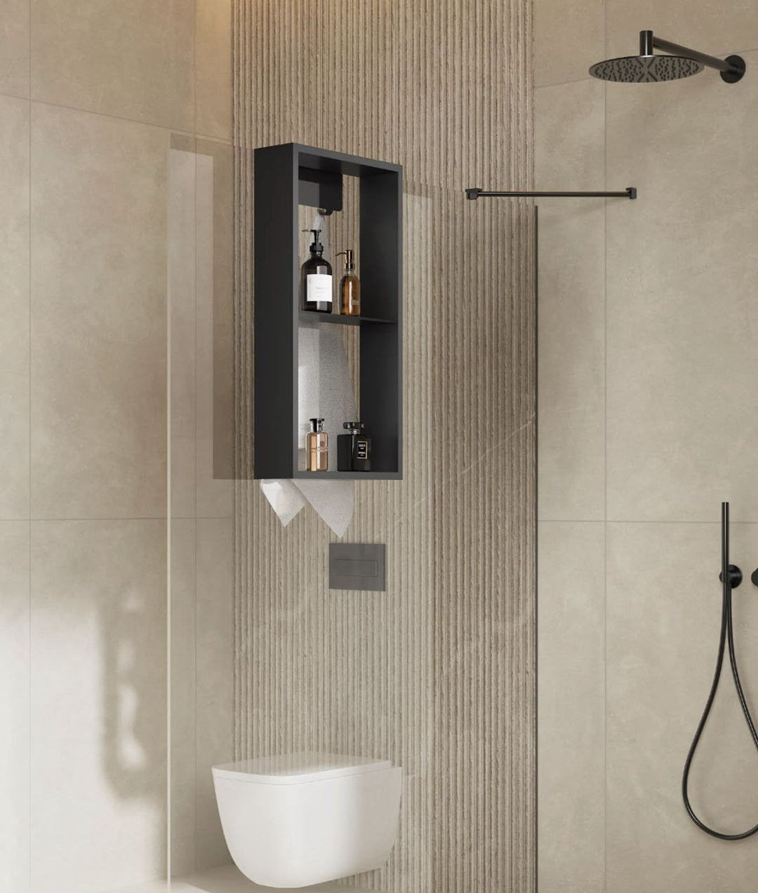 Eliseo Ricci 630mm x 330mm Hanging Shower Shelf - Black