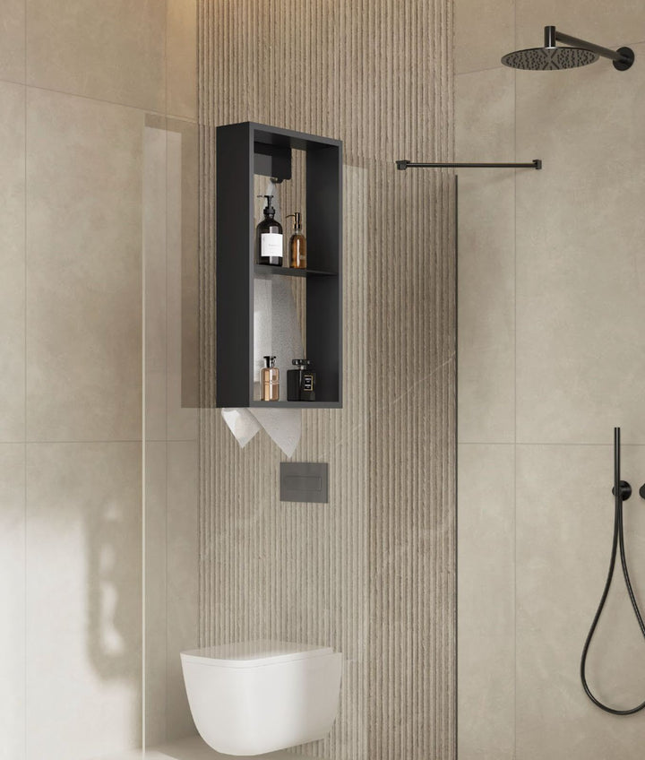 Eliseo Ricci 630mm x 330mm Hanging Shower Shelf - Black