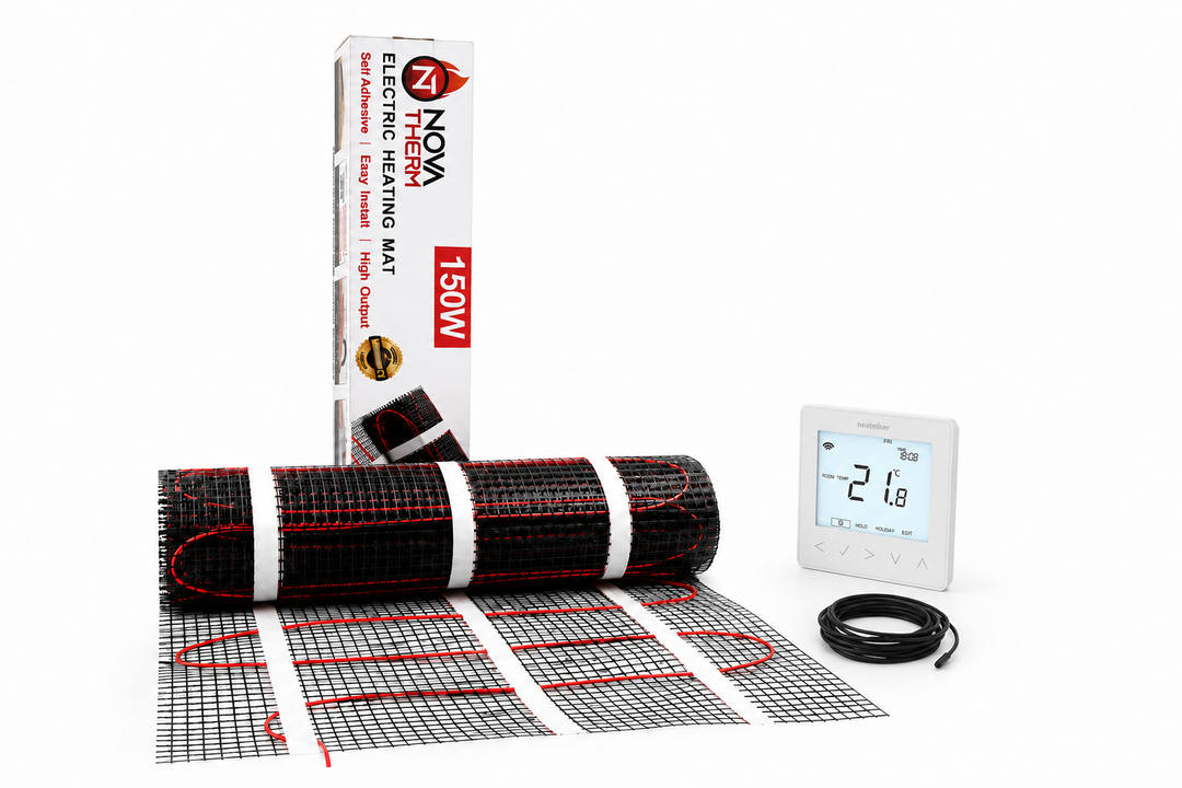 NovaTherm 150w 8sqm Mat + Heatmiser neoStat-e White Kit
